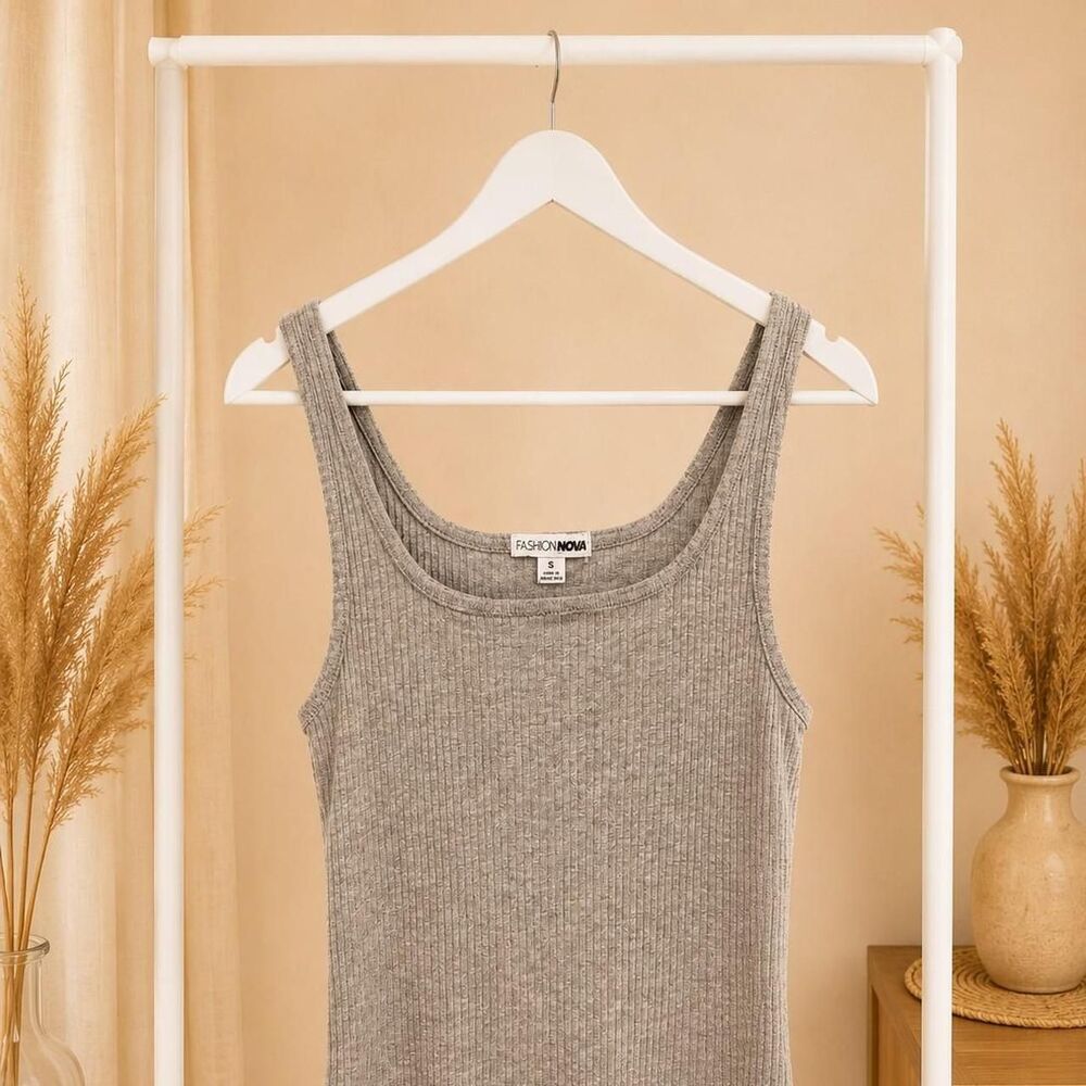 Fashion-nova Women's Grey and Brown Tank Top